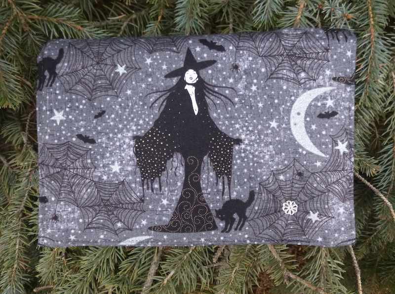 witch and cat wallet on a string