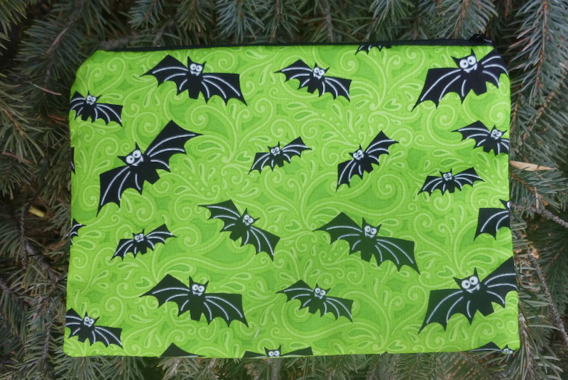 Glow in the dark bats zippered bag for makeup or accessories