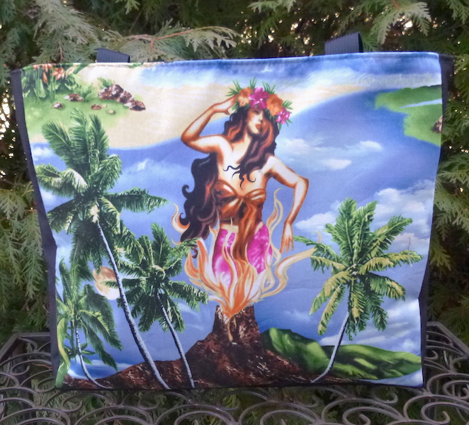 tote bag with Pele Hawaiian Goddess of volcanoes and fire