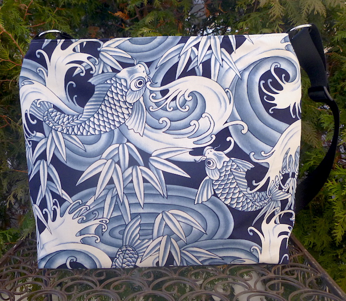 Blue koi large travel bag purse