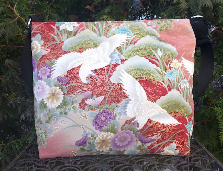 Japanese cranes large travel bag purse