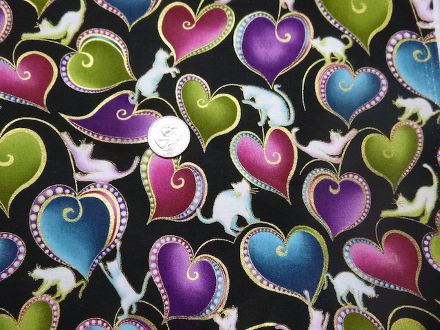 Hearts and white cats fabric for custom bags Zoe's Bag Boutique