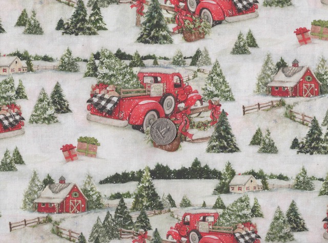 Red truck Christmas fabric for custom made bags at Zoe's Bag Boutique